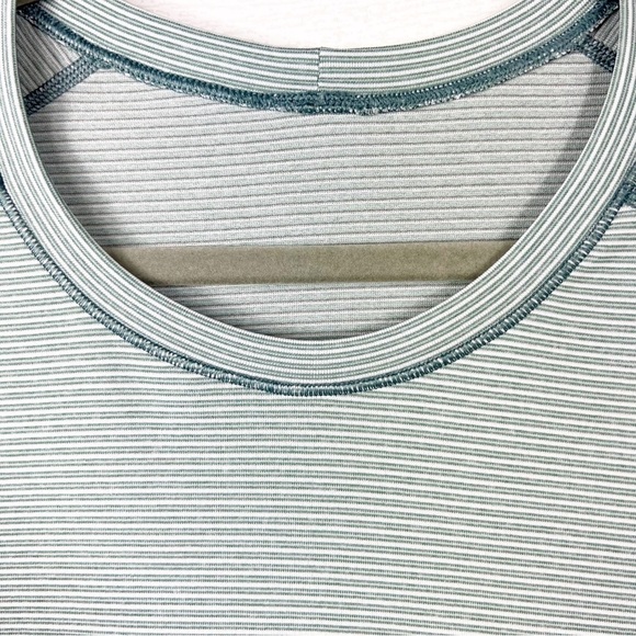LULULEMON Metal Vent Tech Short Sleeve Green White Stripe XL - Picture 9 of 9